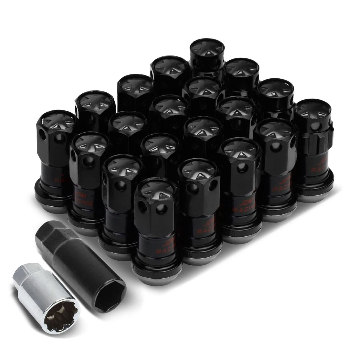 M12 x 1.25 Aluminum Lug Nuts 16pc + 4 Locks Black Closed End