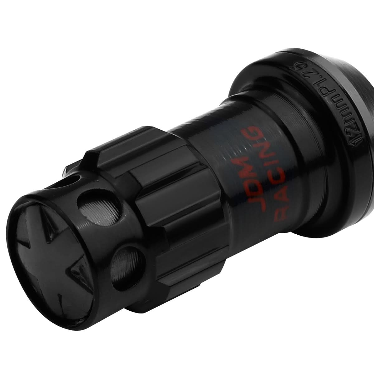M12 x 1.25 Aluminum Lug Nuts 16pc + 4 Locks Black Closed End