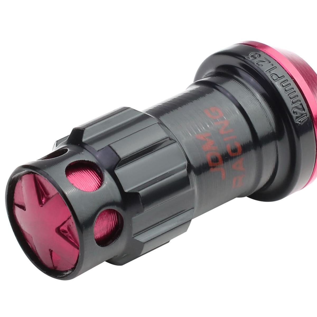 M12 x 1.25 Aluminum Lug Nuts Lock Nut Style 16pcs + 4 Locks Black Pink