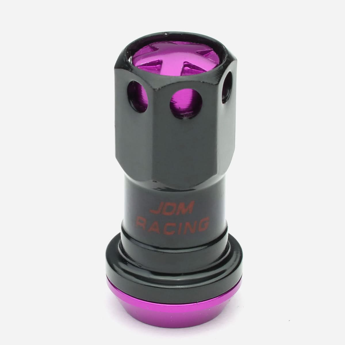 M12 x 1.25 Aluminum Lug Nuts Set - 45mm Closed End with Locks Black/Purple