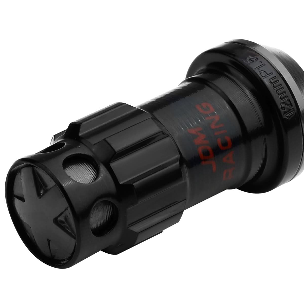 M12 x 1.5 Aluminum Lug Nuts with Locks 16pc Set - Black