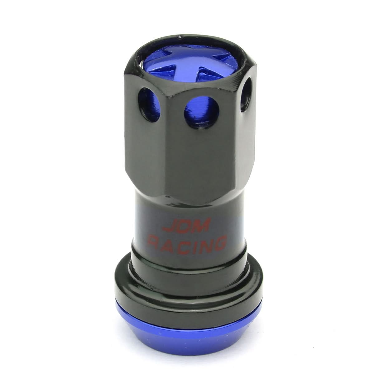 M12 x 1.5 Aluminum Lug Nuts 16pc Set with Locks - Black/Blue