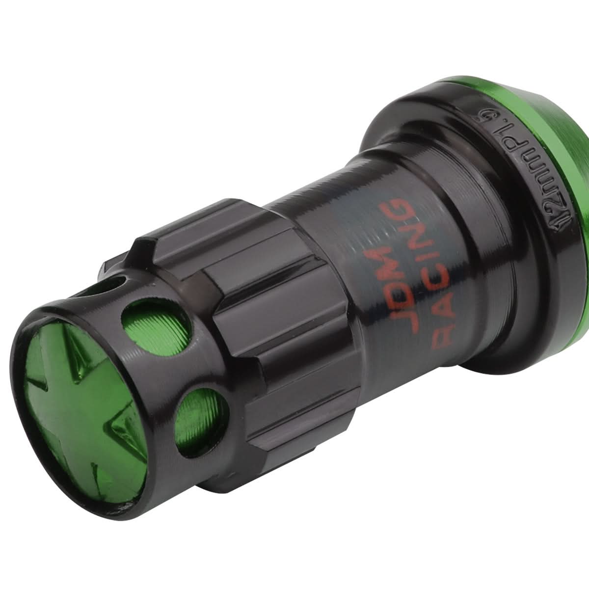 M12 x 1.5 Aluminum Lug Nuts Set Lock Nut Style 16pcs Black Green