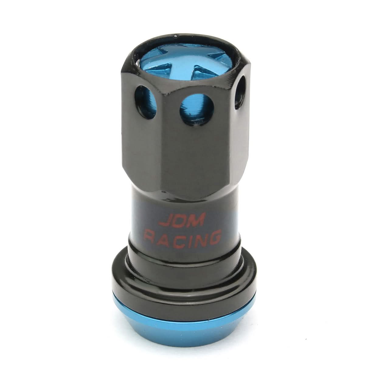 M12 x 1.5 Aluminum Lug Nuts with Locks 16pc Set Black Blue