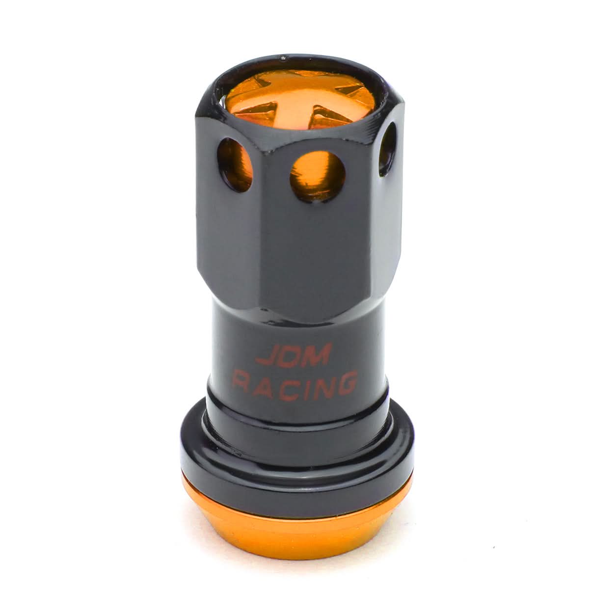 M12 x 1.5 Aluminum Lug Nuts Set 16 Pcs + 4 Locks Black/Orange