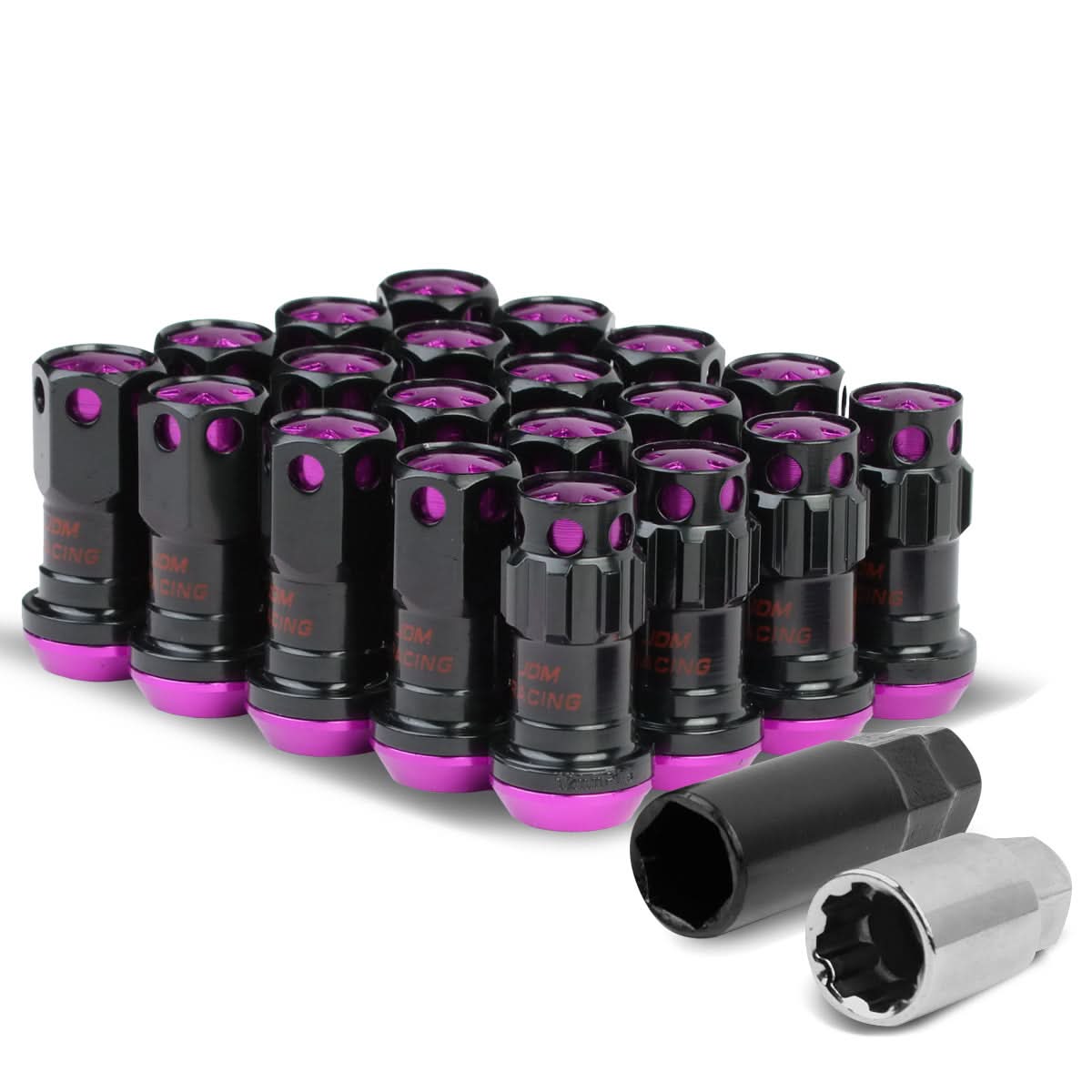 M12 x 1.5 Aluminum Lug Nuts 16pc + 4 Locks Black Purple