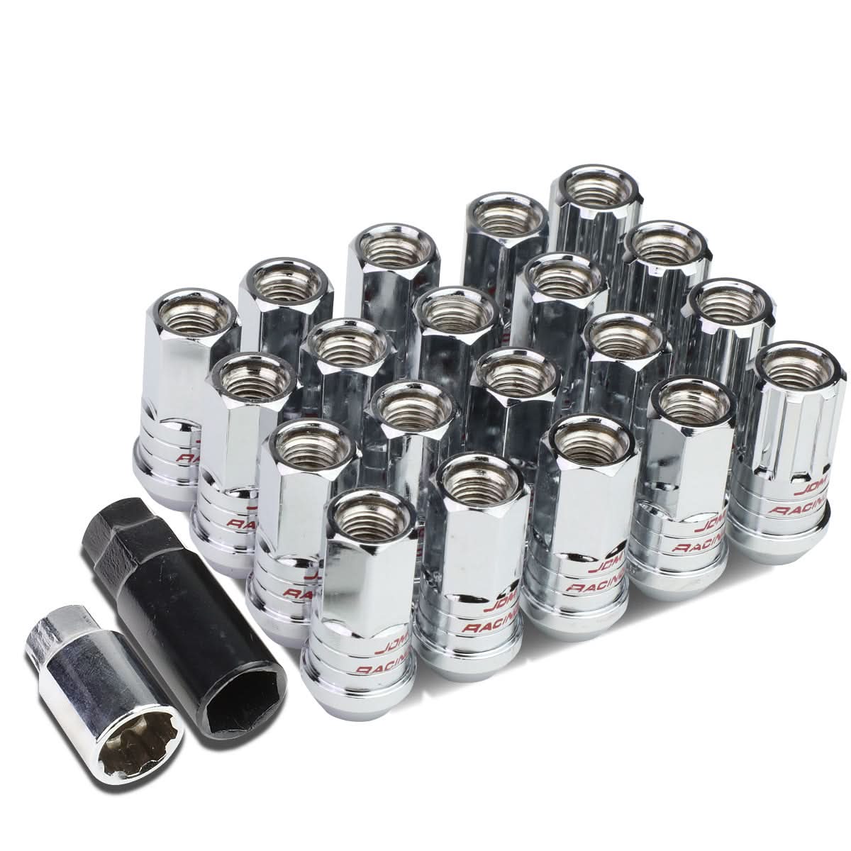 Steel Lug Nuts M12x1.5 Acorn Grooved Shank Extended Chrome 16+4 Lock