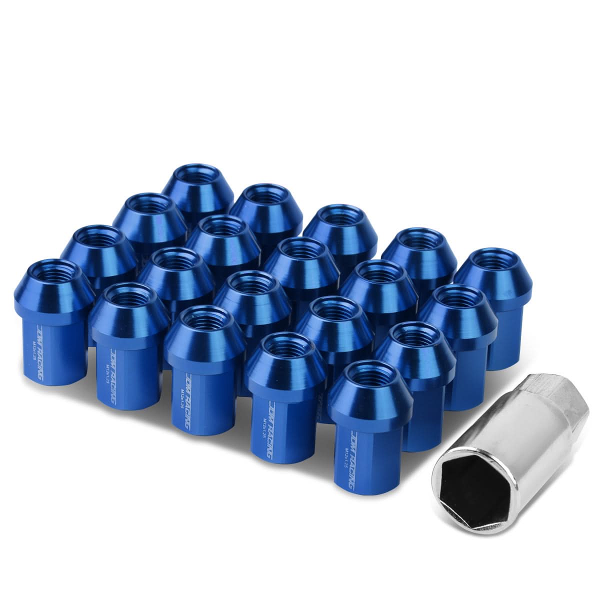 Acorn Style Aluminum Lug Nuts M12x1.25 20pc Set - Blue
