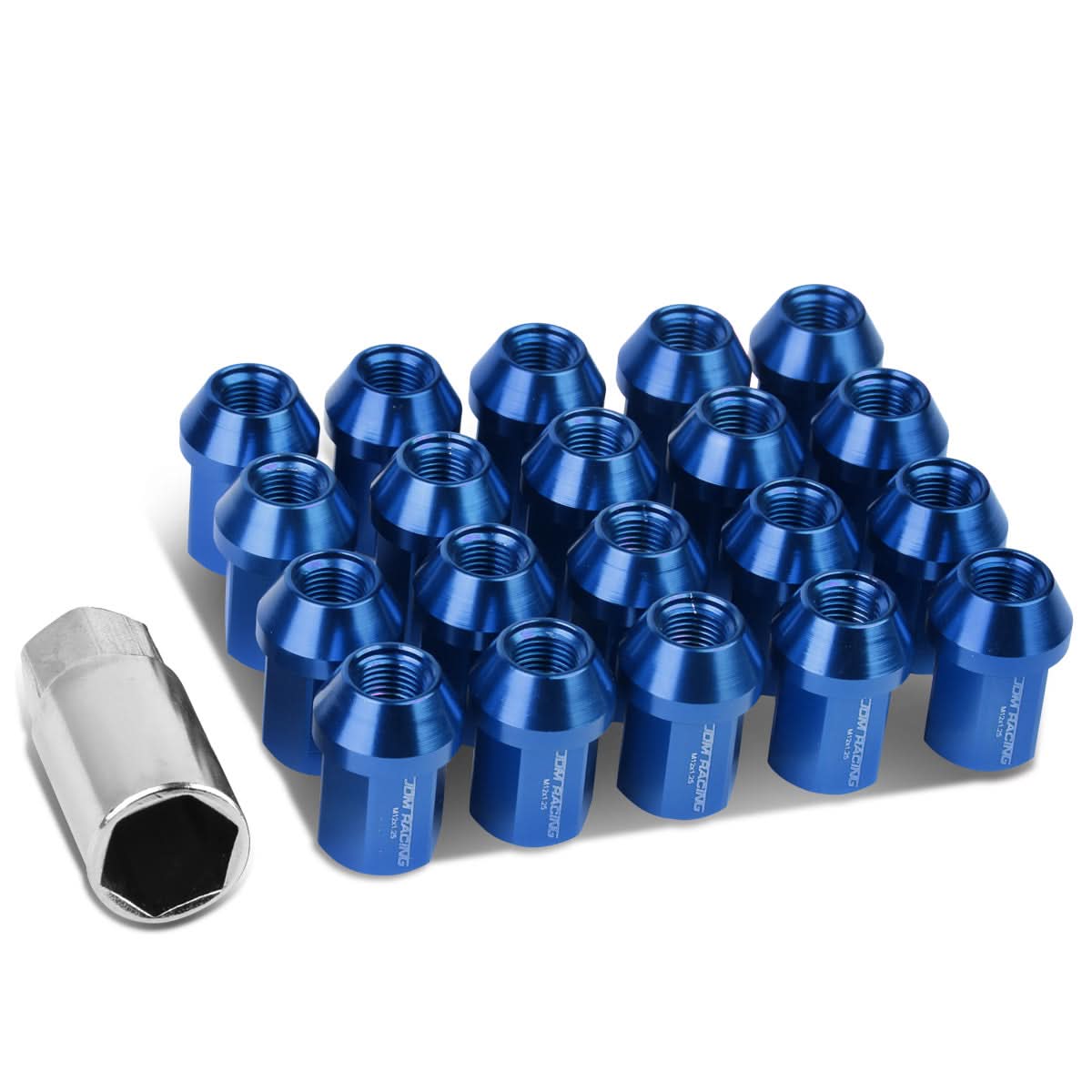 Acorn Style Aluminum Lug Nuts M12x1.25 20pc Set - Blue