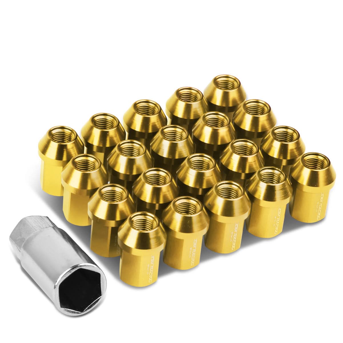Universal Aluminum M12x1.25 Acorn Style Lug Nuts 20pc Set - Gold