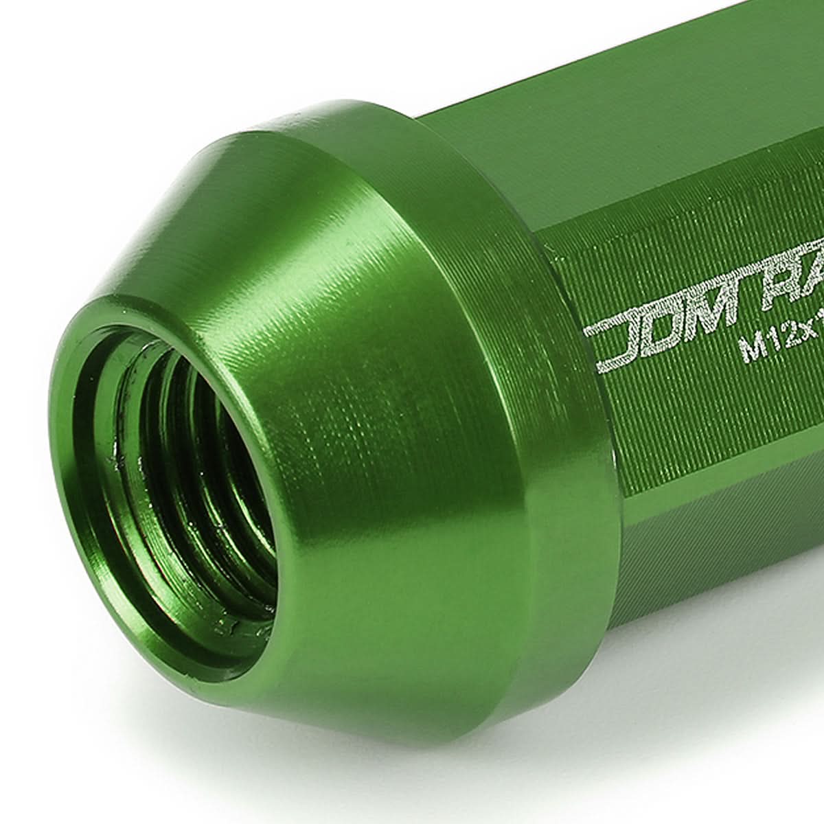 M12 x 1.25 Aluminum Acorn Lug Nuts 35mm Short Closed End Green 20pc