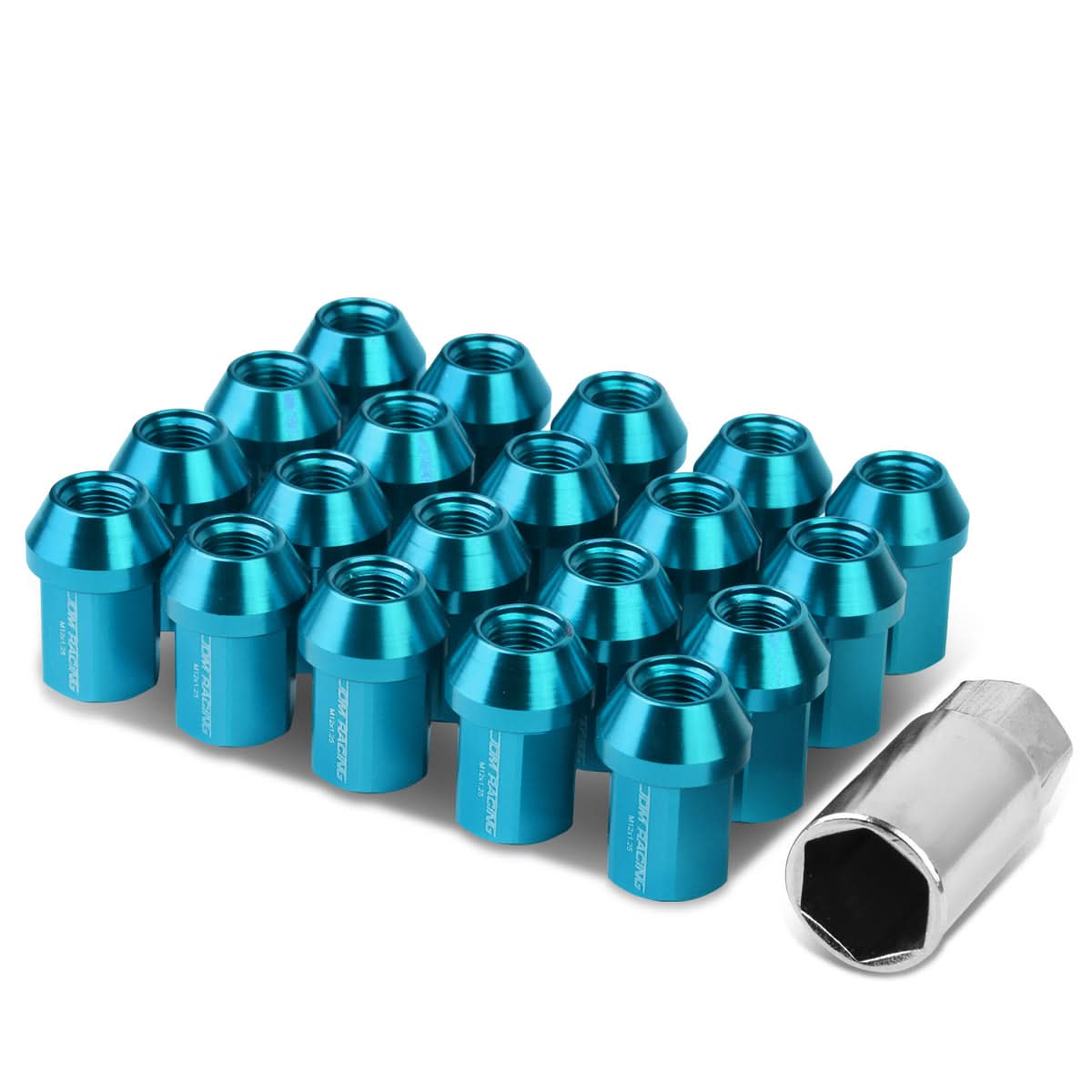 M12 x 1.25 Acorn Style Lug Nuts 20pc Set with Adapter - Aluminum