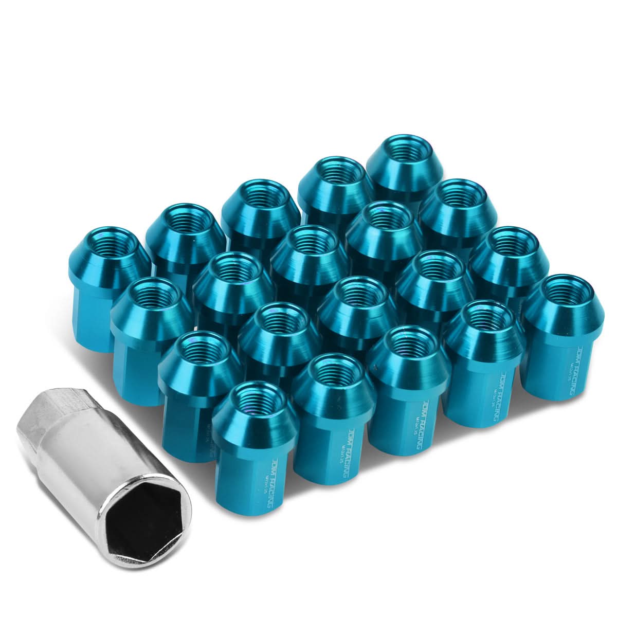M12 x 1.25 Acorn Style Lug Nuts 20pc Set with Adapter - Aluminum