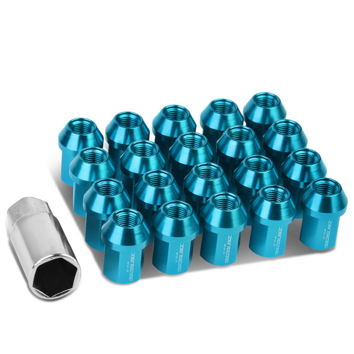 M12 x 1.25 Acorn Style Lug Nuts 20pc Set with Adapter - Aluminum