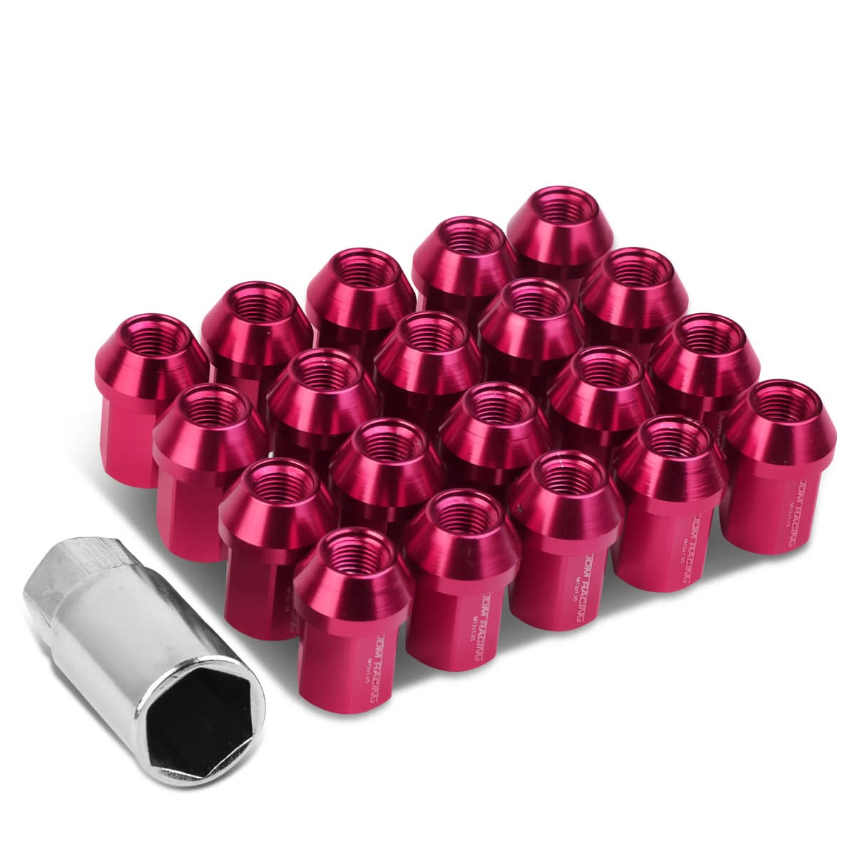 M12 x 1.25 Acorn Style Lug Nuts - 20pc Set Pink Aluminum