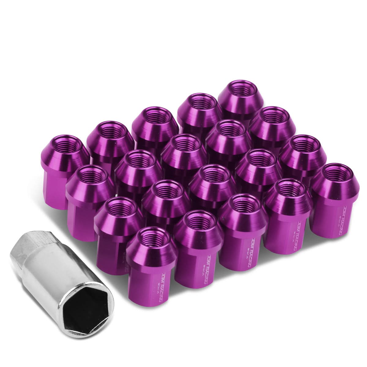 M12 x 1.25 Purple Acorn Lug Nuts 35mm Tall Closed End 20pc Set