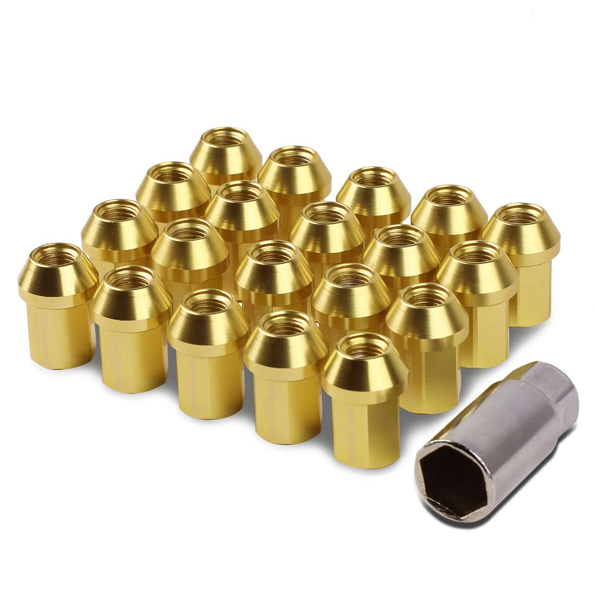 M12 x 1.5 Acorn Style Lug Nuts 35mm Gold Aluminum 20pc Set