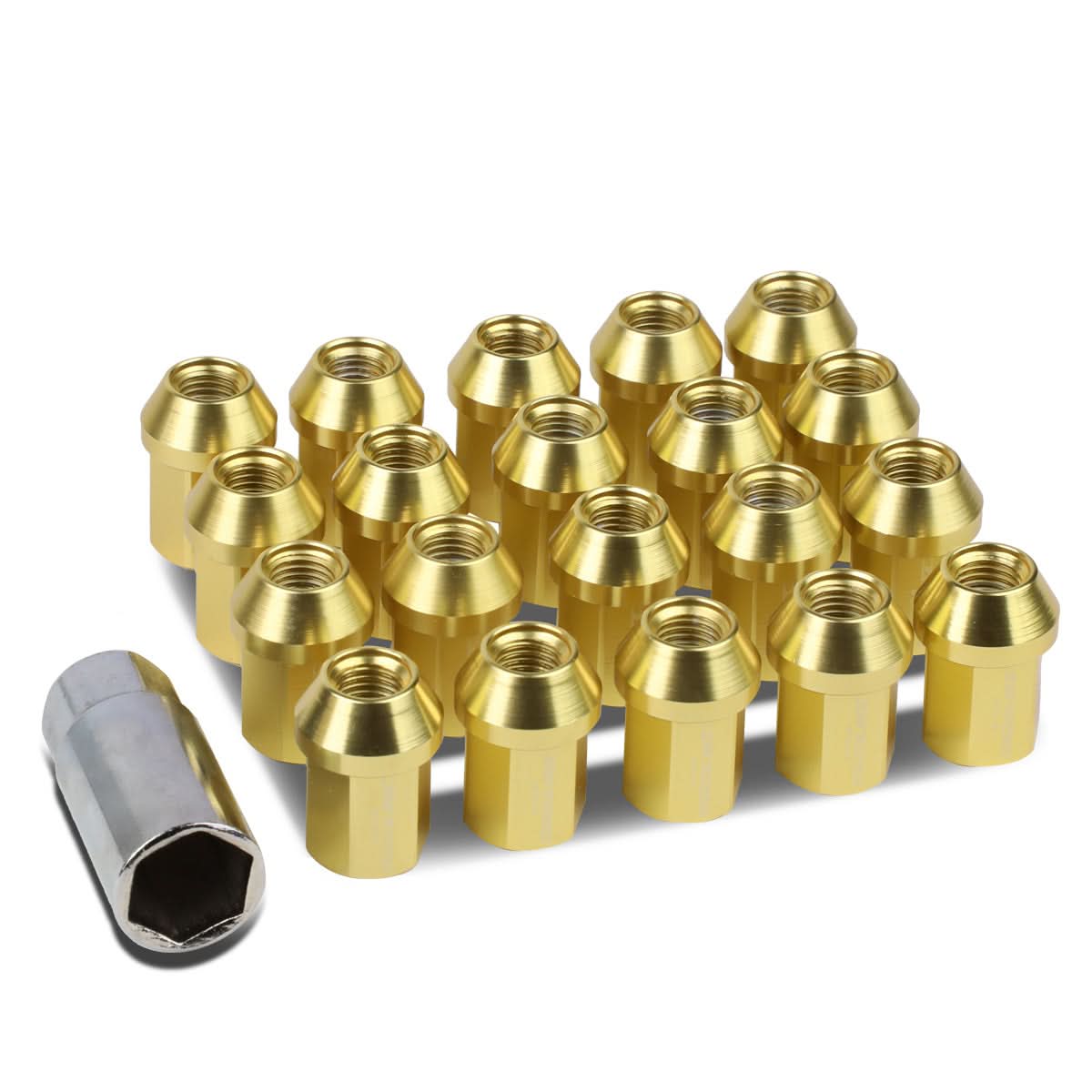 M12 x 1.5 Acorn Style Lug Nuts 35mm Gold Aluminum 20pc Set