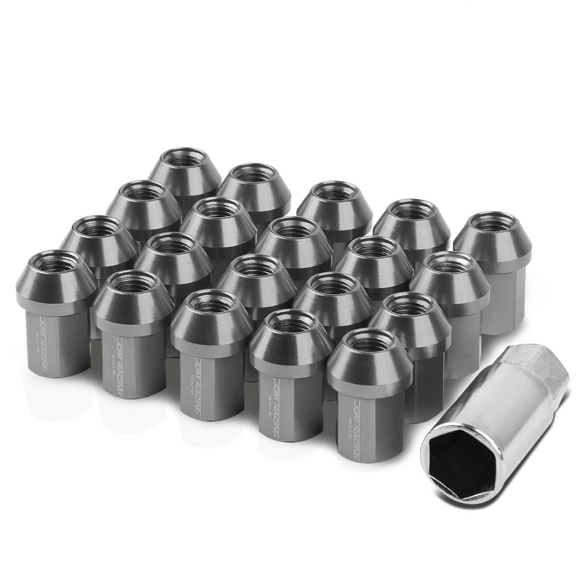 M12 x 1.5 Acorn Style Lug Nuts 35mm Closed End Gun Metal 20pc Aluminum