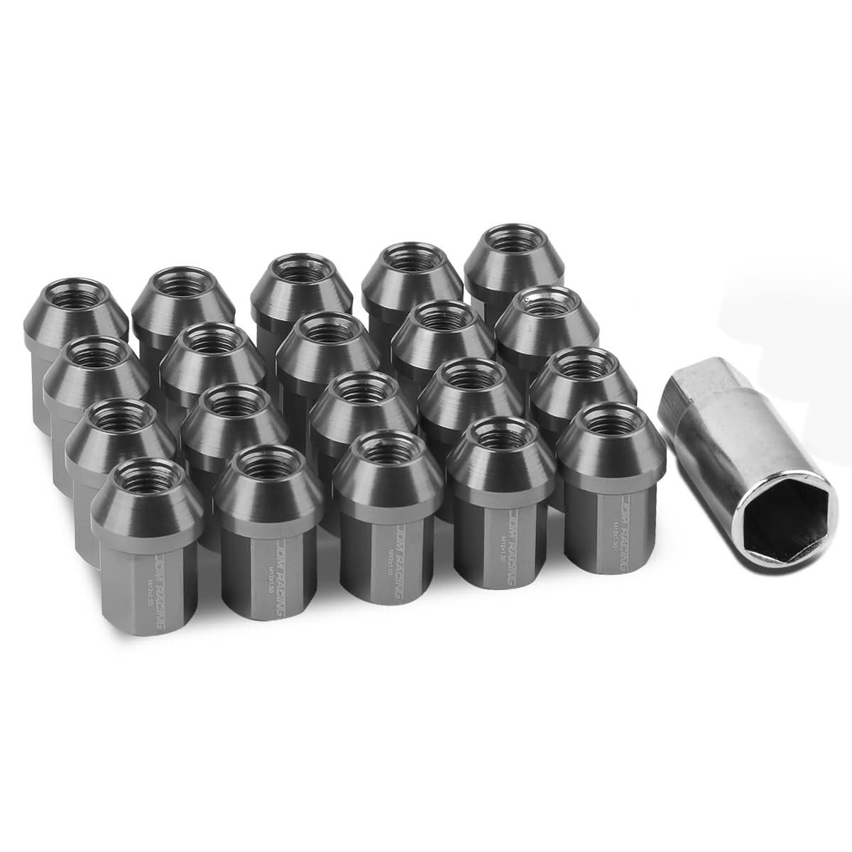 M12 x 1.5 Acorn Style Lug Nuts 35mm Closed End Gun Metal 20pc Aluminum