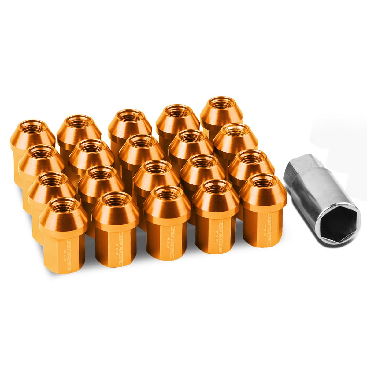 M12 x 1.5 Acorn Style Lug Nuts - Aluminum Orange 20pc Set