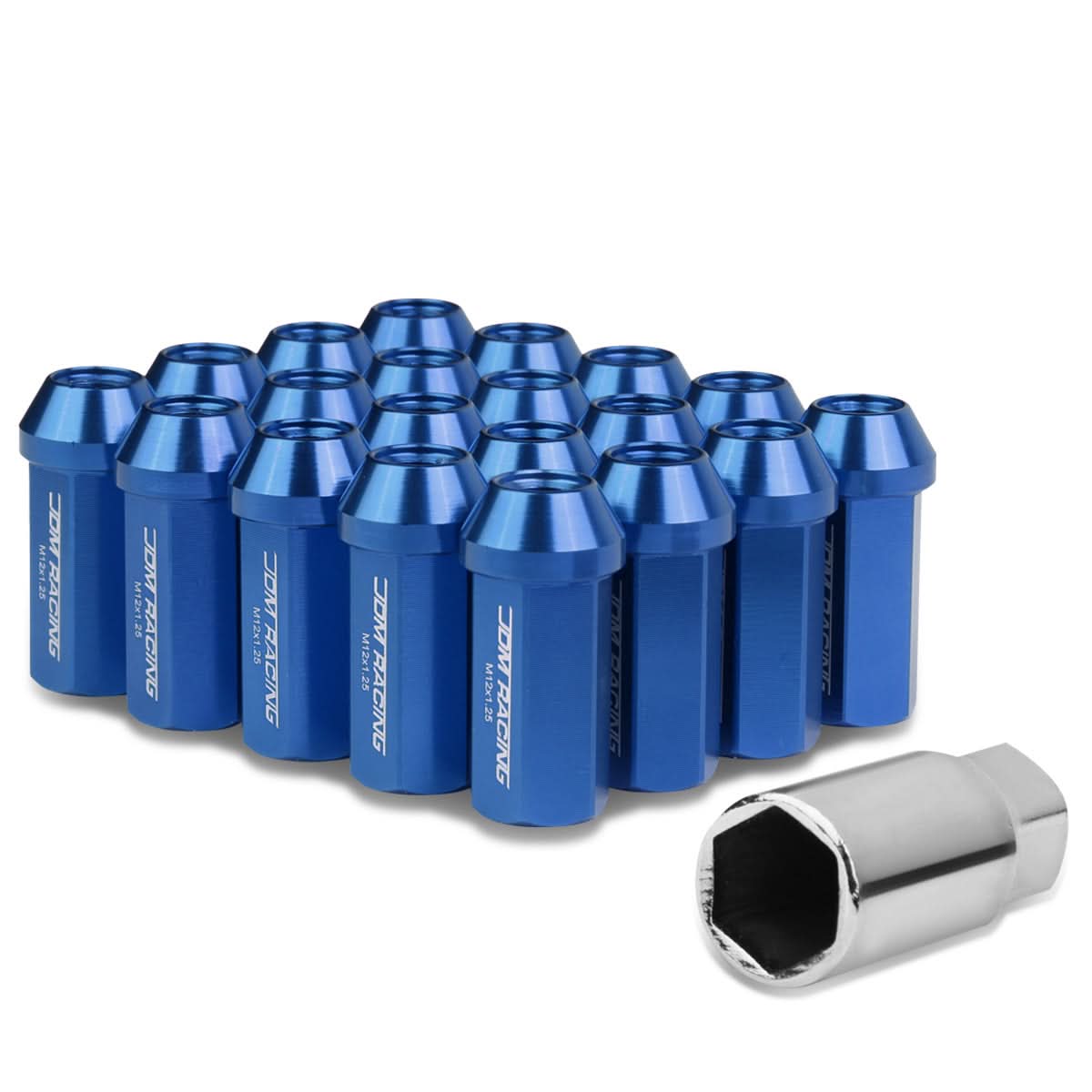 M12 x 1.25 Acorn Style Extended Lug Nuts - Blue Aluminum