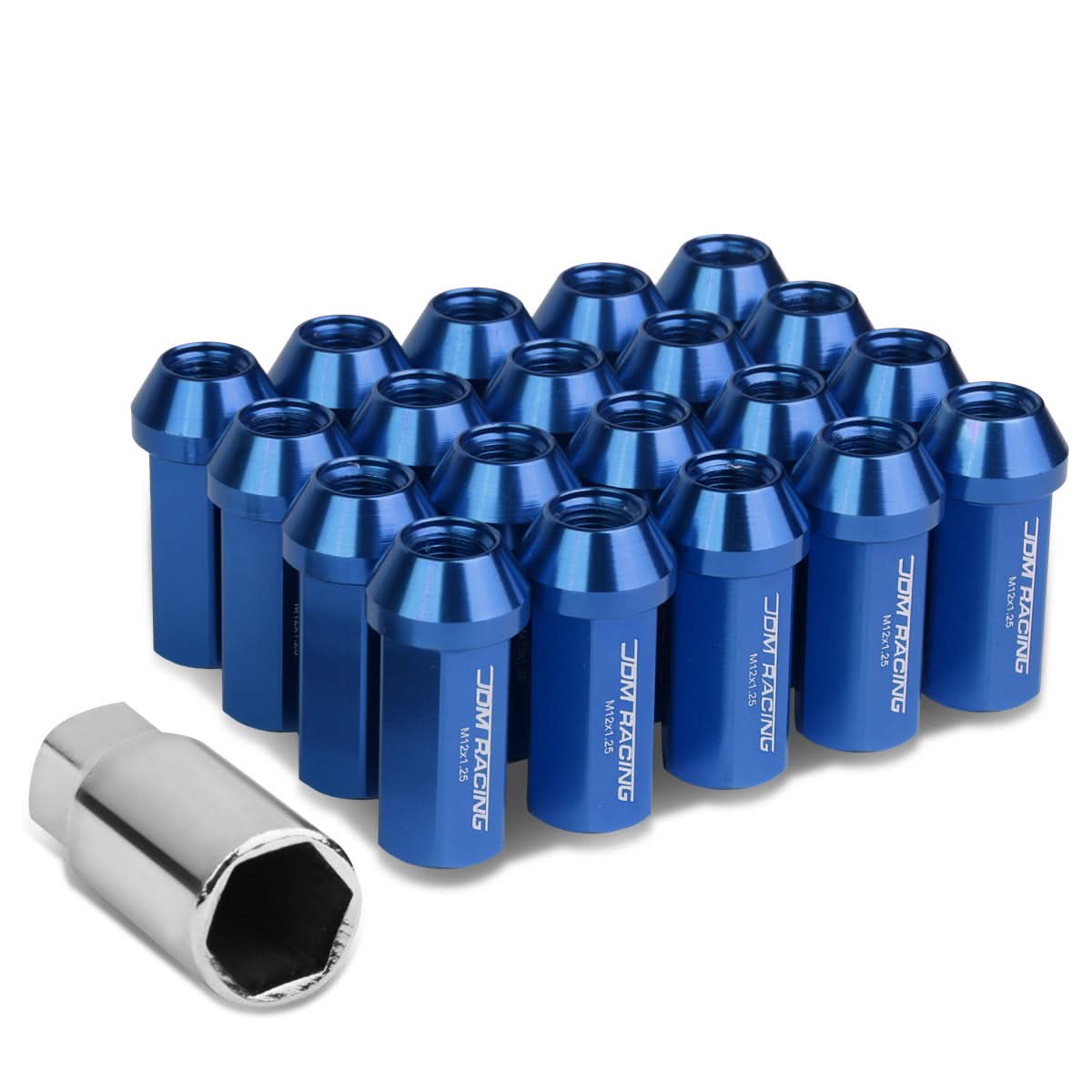 M12 x 1.25 Acorn Style Extended Lug Nuts - Blue Aluminum