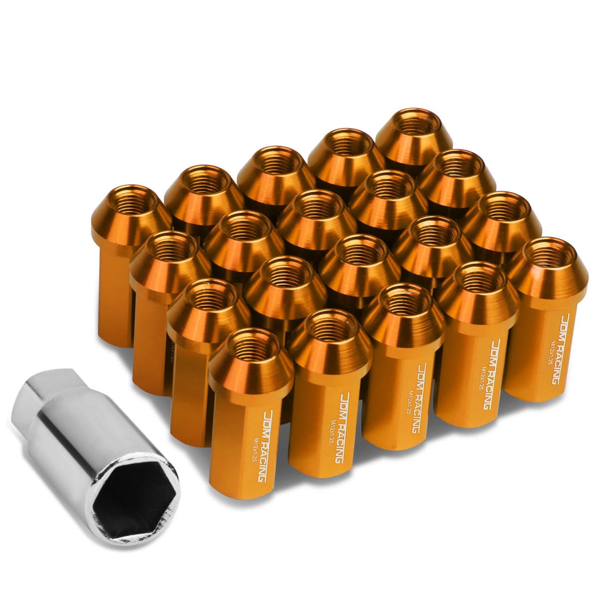 M12 x 1.25 Acorn Style Extended Lug Nuts 20pc Set - Aluminum
