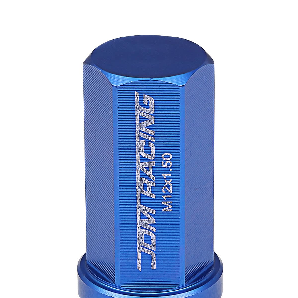 M12 X 1.5 Extended Acorn Lug Nuts 50mm Blue Aluminum 20pc Kit