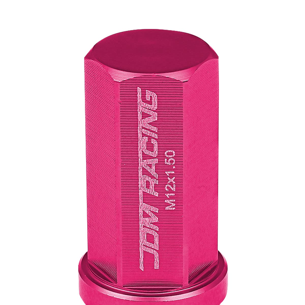 M12 x 1.5 Extended Acorn Lug Nuts 50mm Pink Aluminum 20pc Set