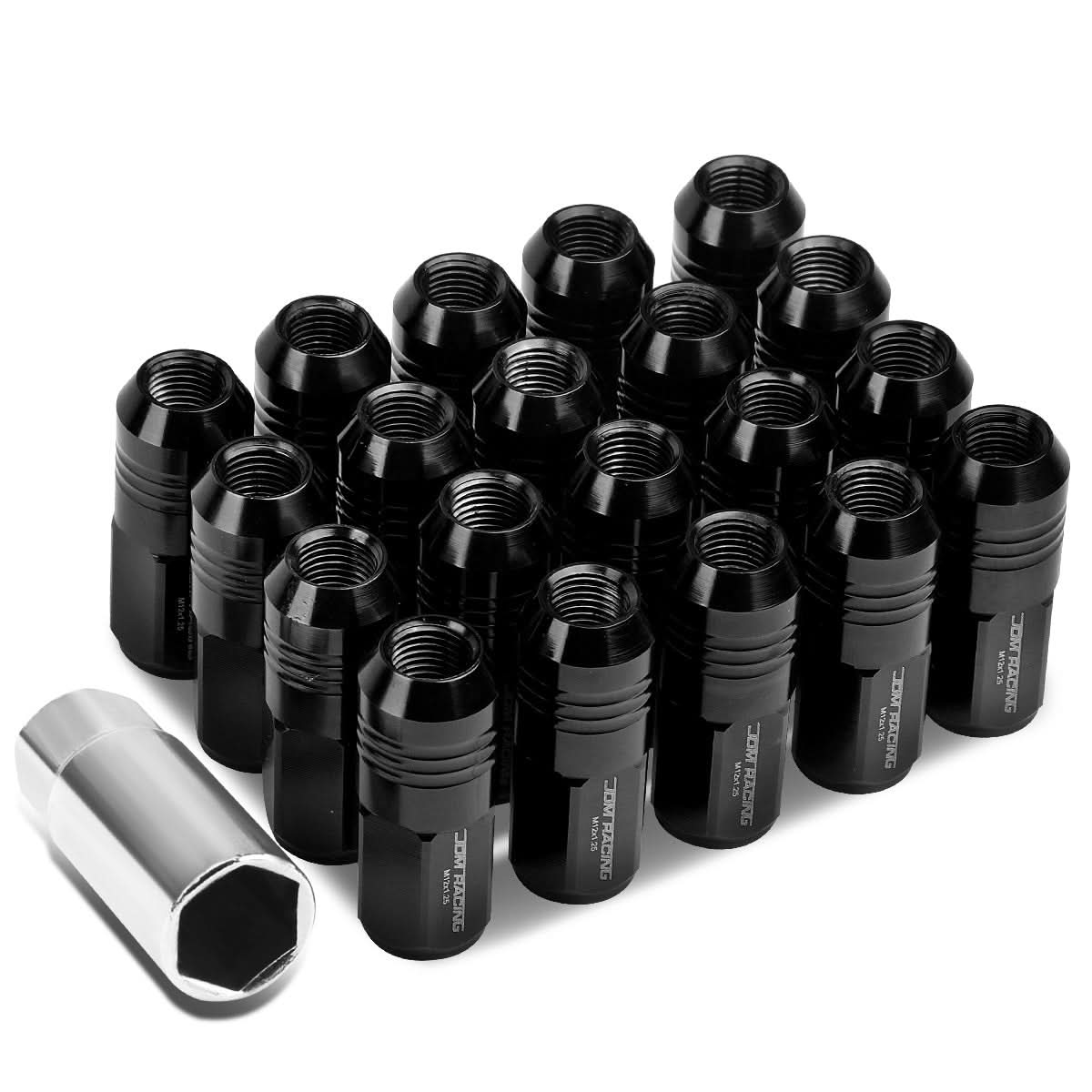M12 x 1.25 Extended Closed End Lug Nuts 20pc Set Aluminum