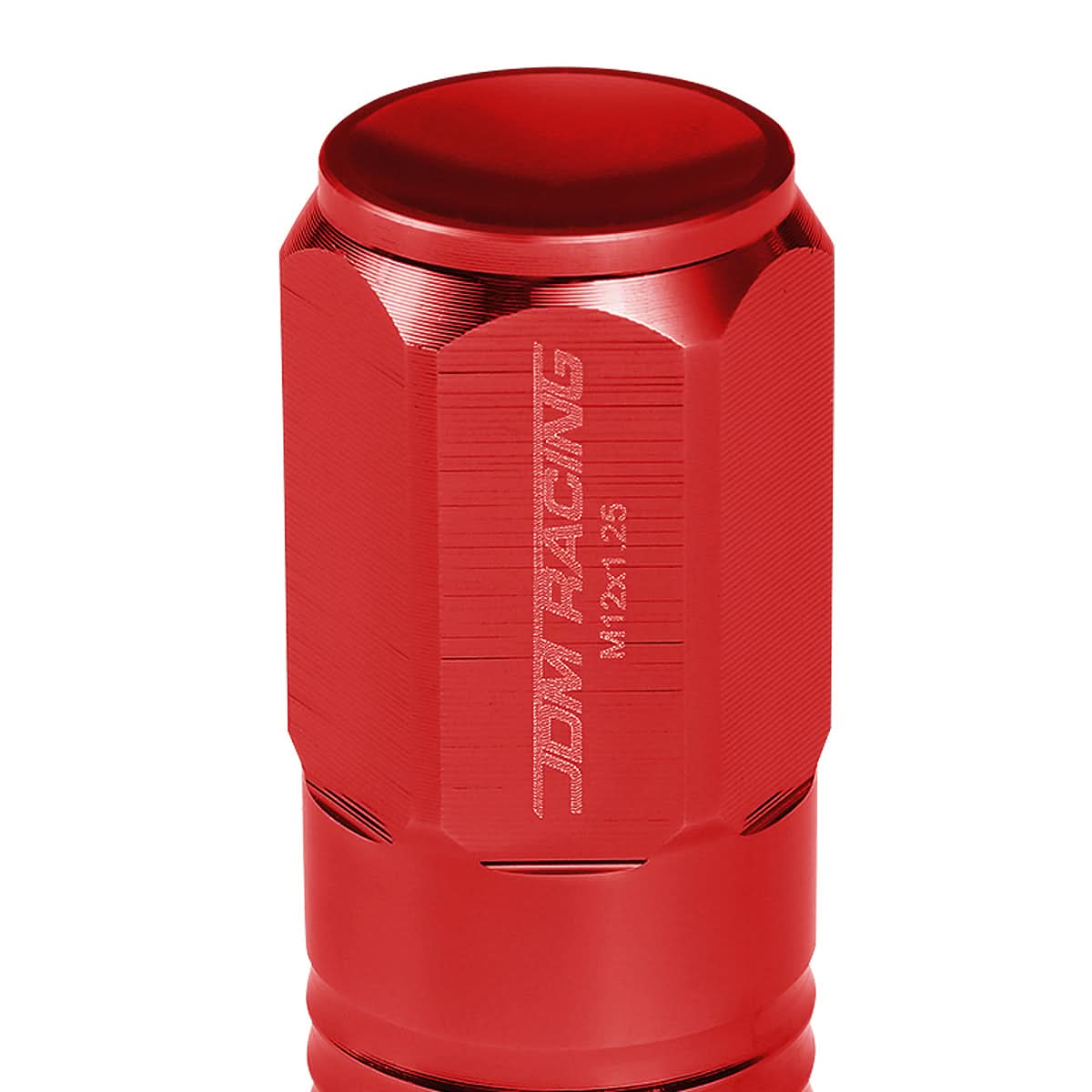 M12 x 1.25 Extended Grooved Shank Lug Nuts 50mm Red Aluminum 20pc