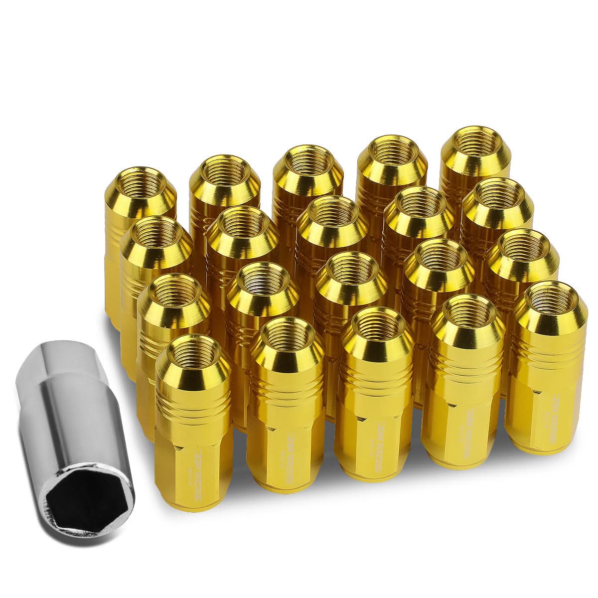 M12 x 1.5 Extended Grooved Shank Lug Nuts 20pc Set - Aluminum
