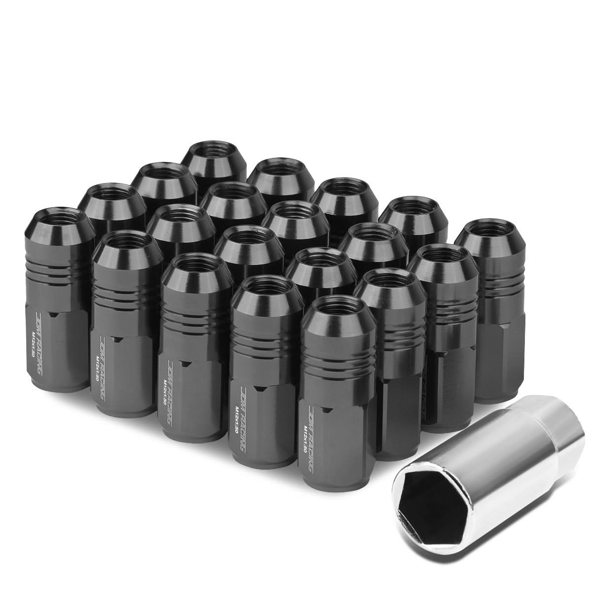M12 X 1.5 Grooved Shank Lug Nuts - Extended Closed End Aluminum
