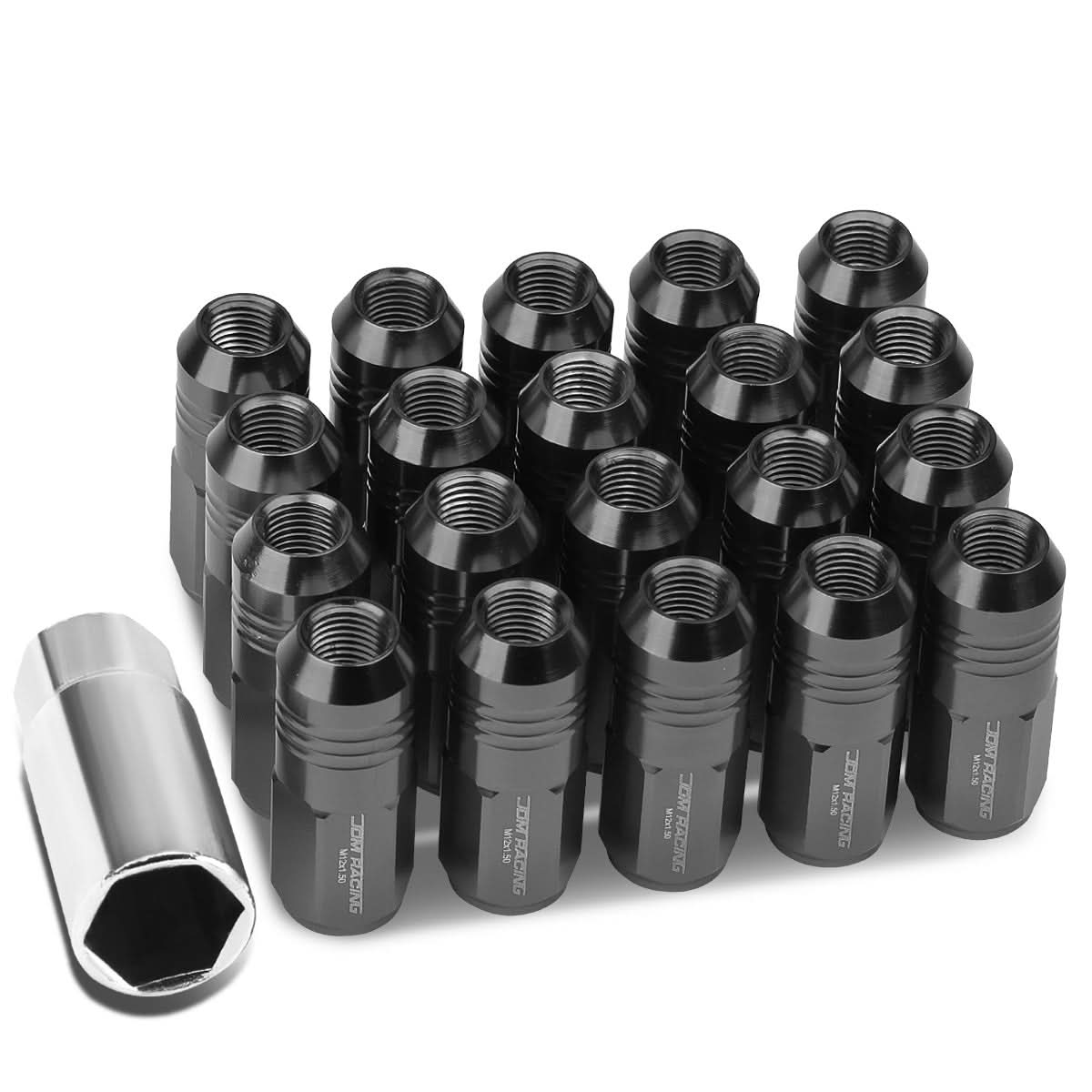 M12 X 1.5 Grooved Shank Lug Nuts - Extended Closed End Aluminum