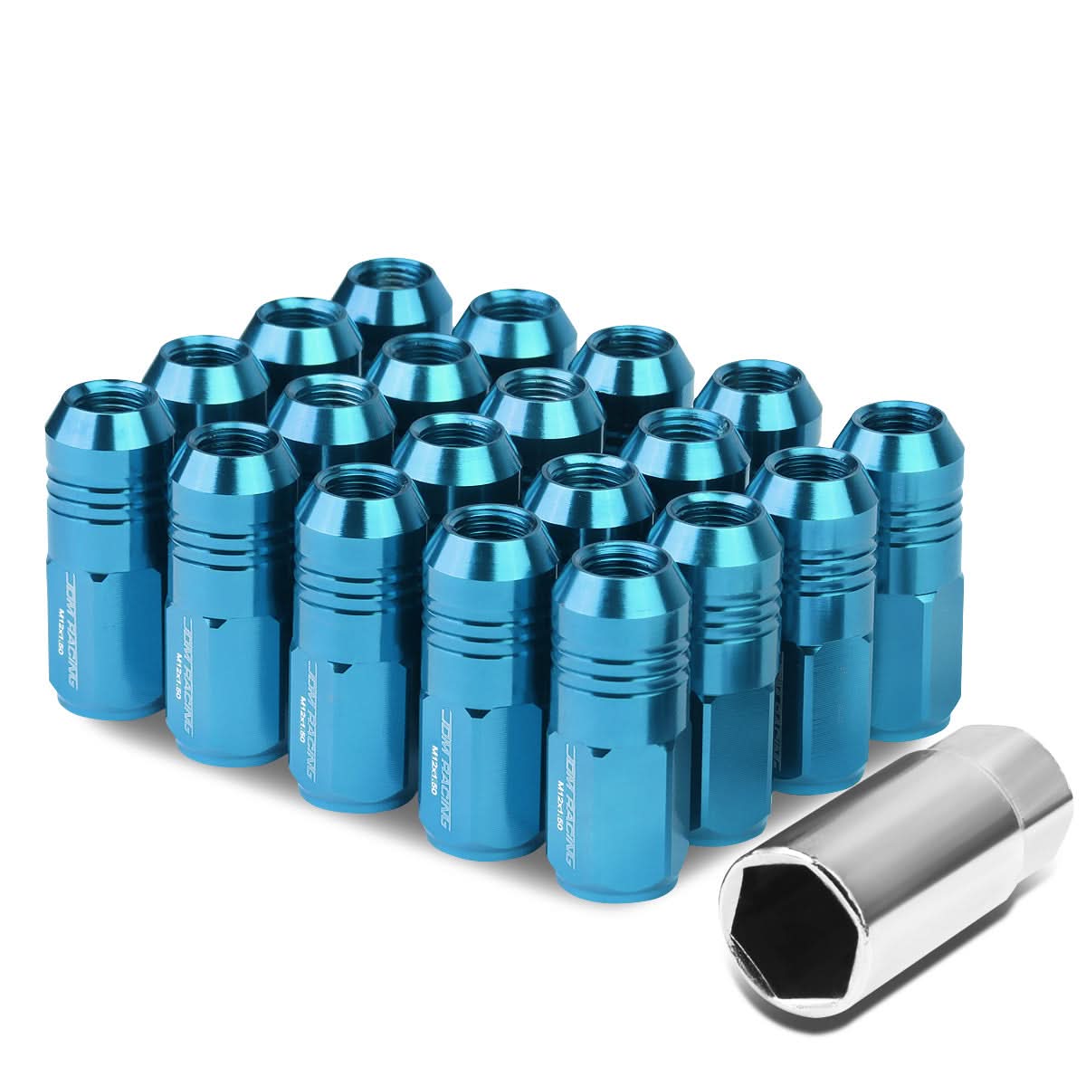 M12 x 1.5 Extended Closed End Lug Nuts 50mm Tall Aluminum 20pc Set