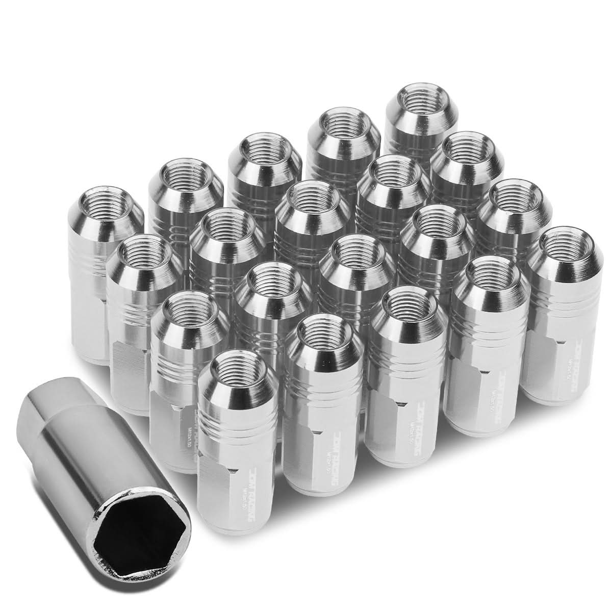M12 x 1.5 Grooved Shank Extended Lug Nuts 20pc Set Aluminum