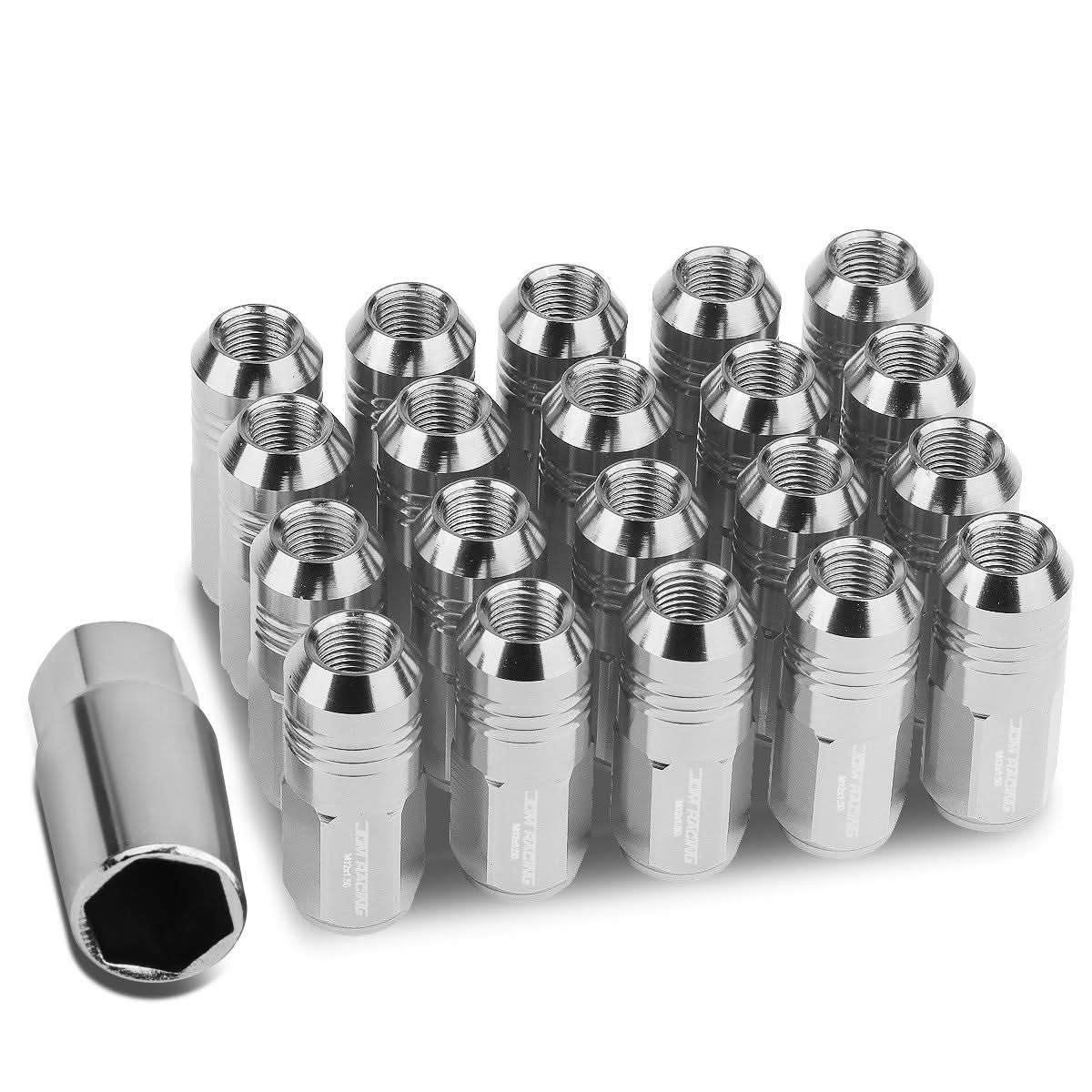 M12 x 1.5 Grooved Shank Extended Lug Nuts 20pc Set Aluminum