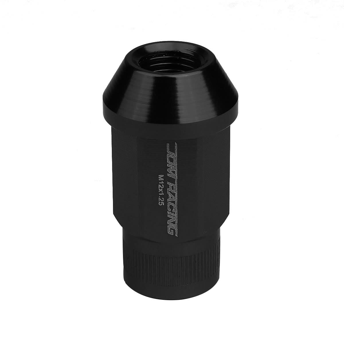 M12x1.25 Aluminum Lug Nuts - Extended Acorn Knurled 20pc Black