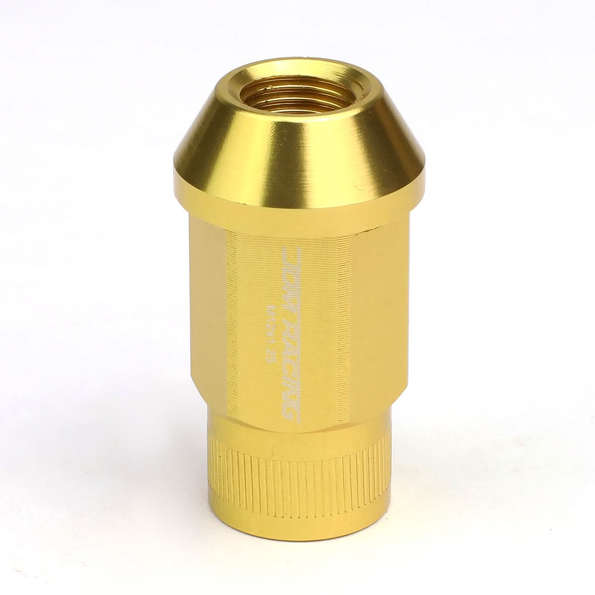 M12x1.25 Aluminum Lug Nuts - Acorn Knurled Extended Style - Gold 20pc