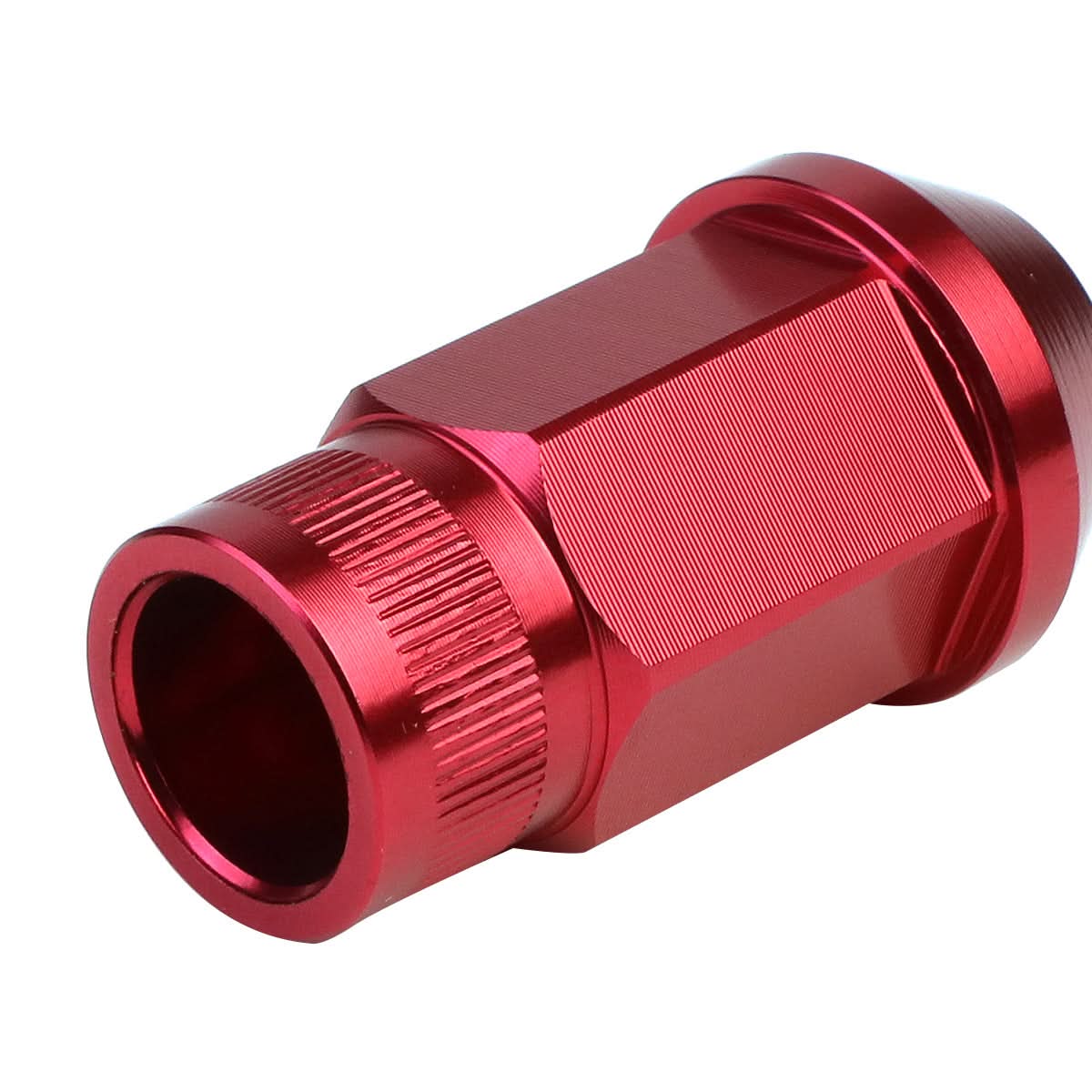 M12x1.25 Extended Acorn Knurled Lug Nuts 44mm Aluminum Red 20pc