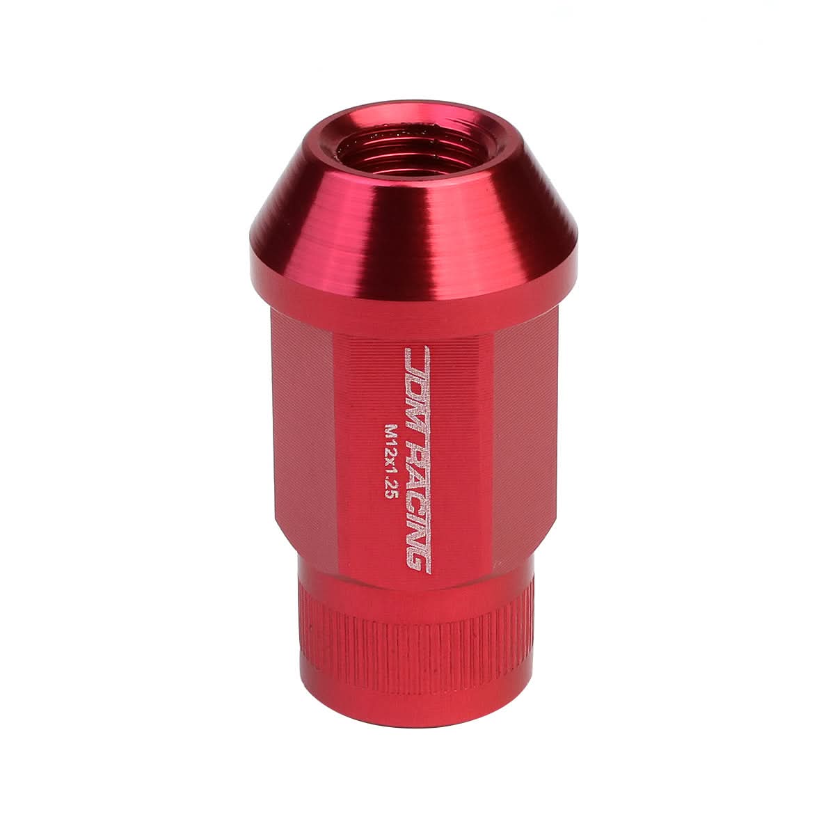 M12x1.25 Extended Acorn Knurled Lug Nuts 44mm Aluminum Red 20pc