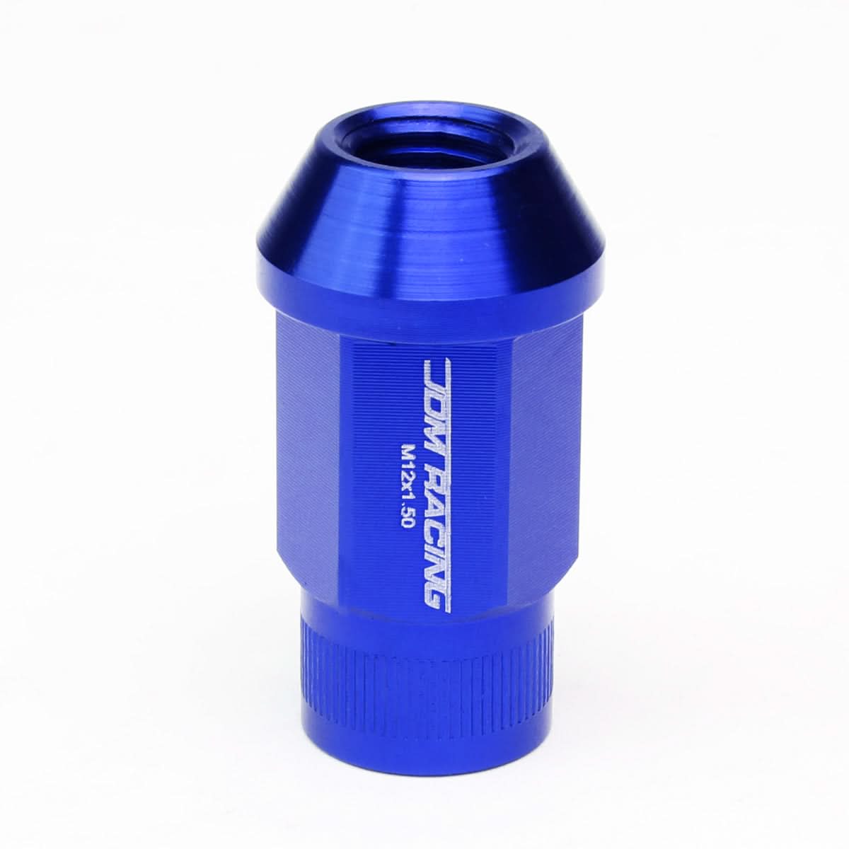 M12x1.5 Aluminum Lug Nuts - 44mm Acorn Knurled Extended - Blue 20pc