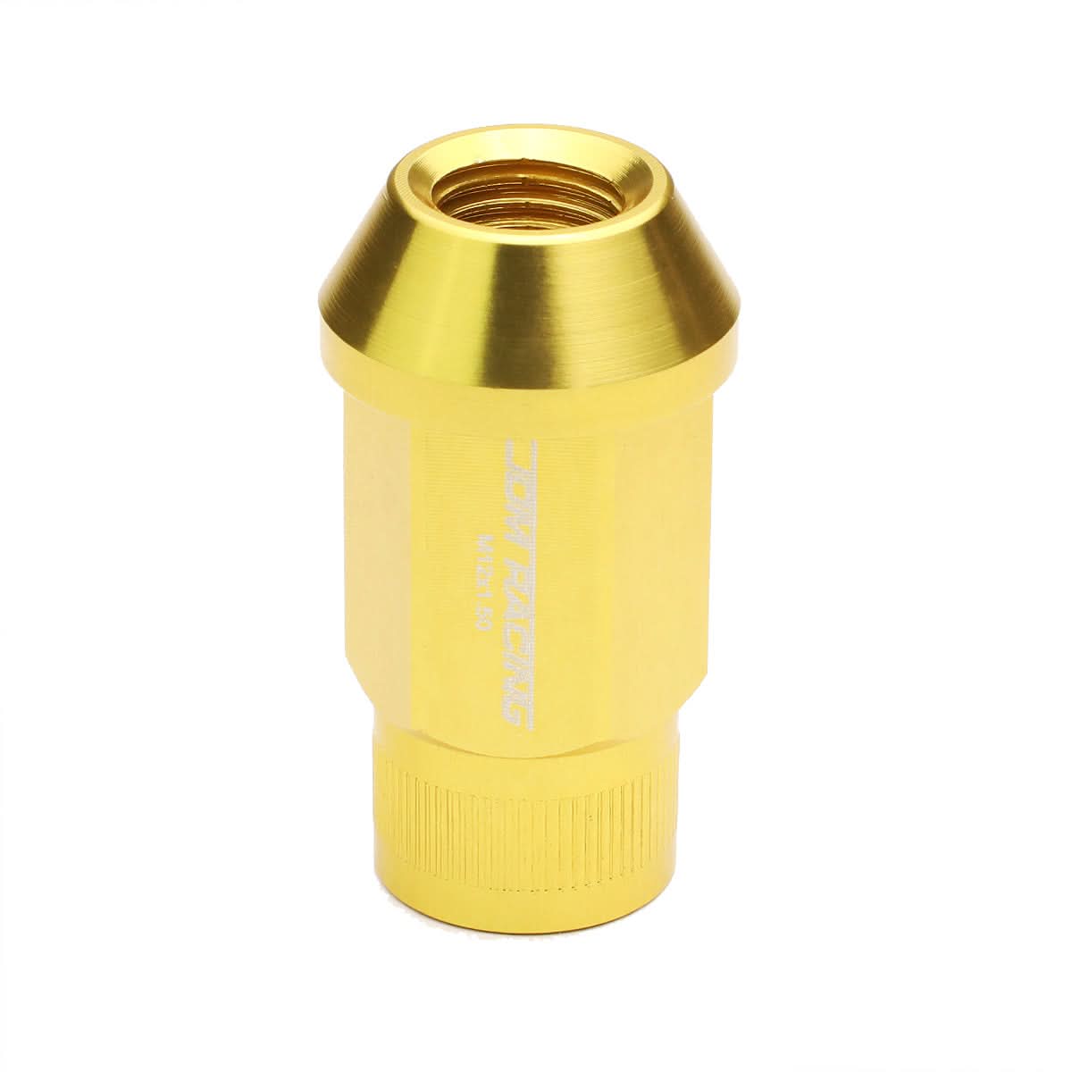 M12x1.5 Aluminum Lug Nuts - Acorn Knurled Extended Open End 20pc Gold
