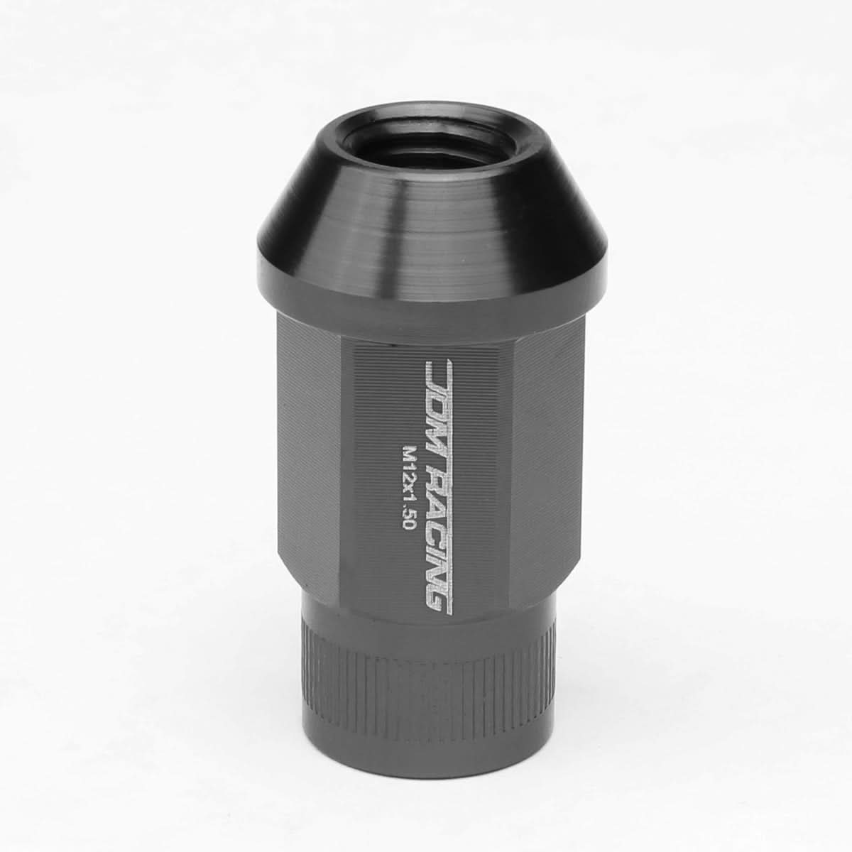 M12x1.5 Aluminum Lug Nuts - Acorn Knurled Extended 44mm 20pc Gun Metal
