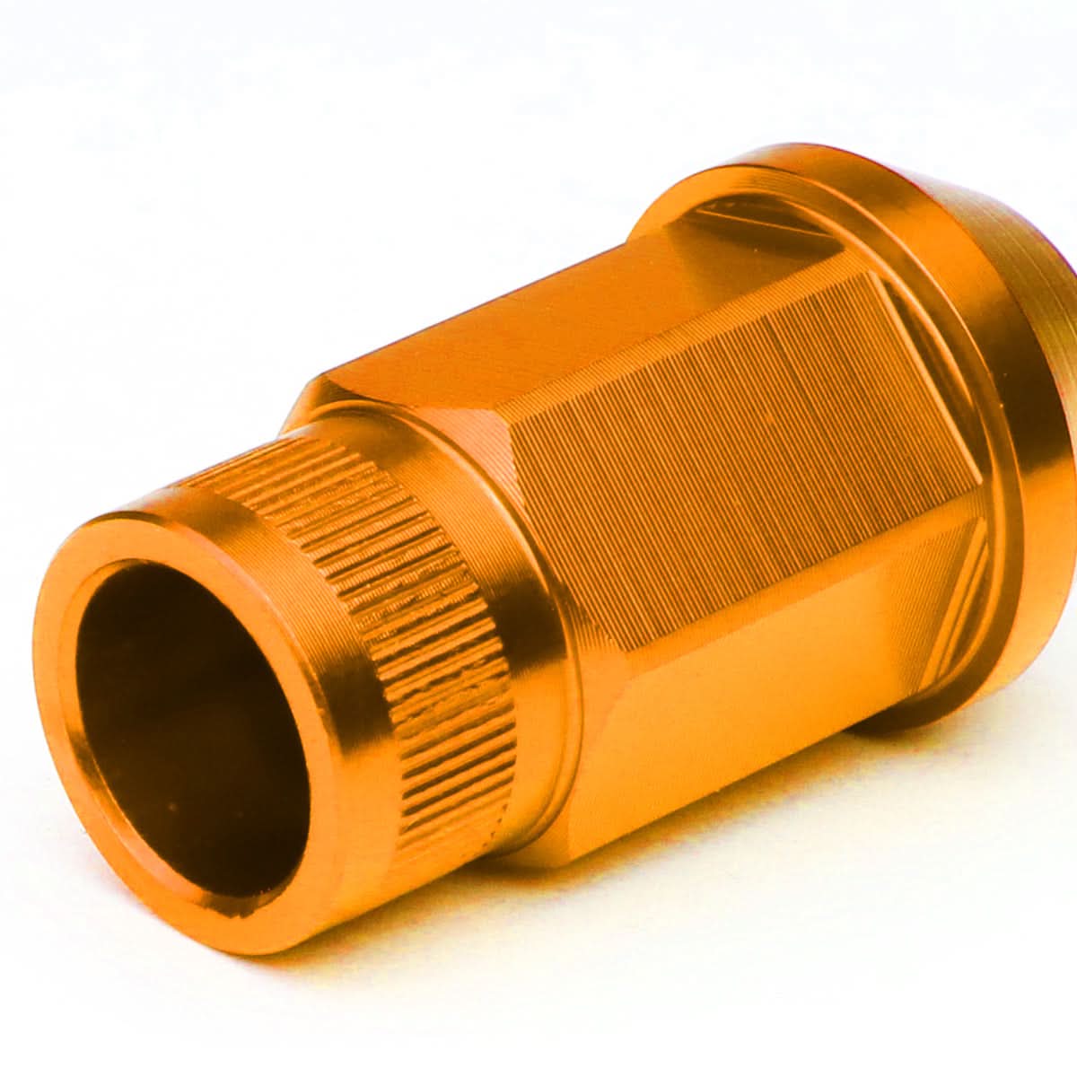 M12x1.5 Aluminum Lug Nuts - 44mm Extended Acorn Knurled - Orange 20pc