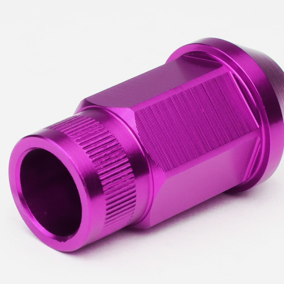 M12x1.5 Extended Acorn Knurled Lug Nuts - 44mm Purple Aluminum 20pc