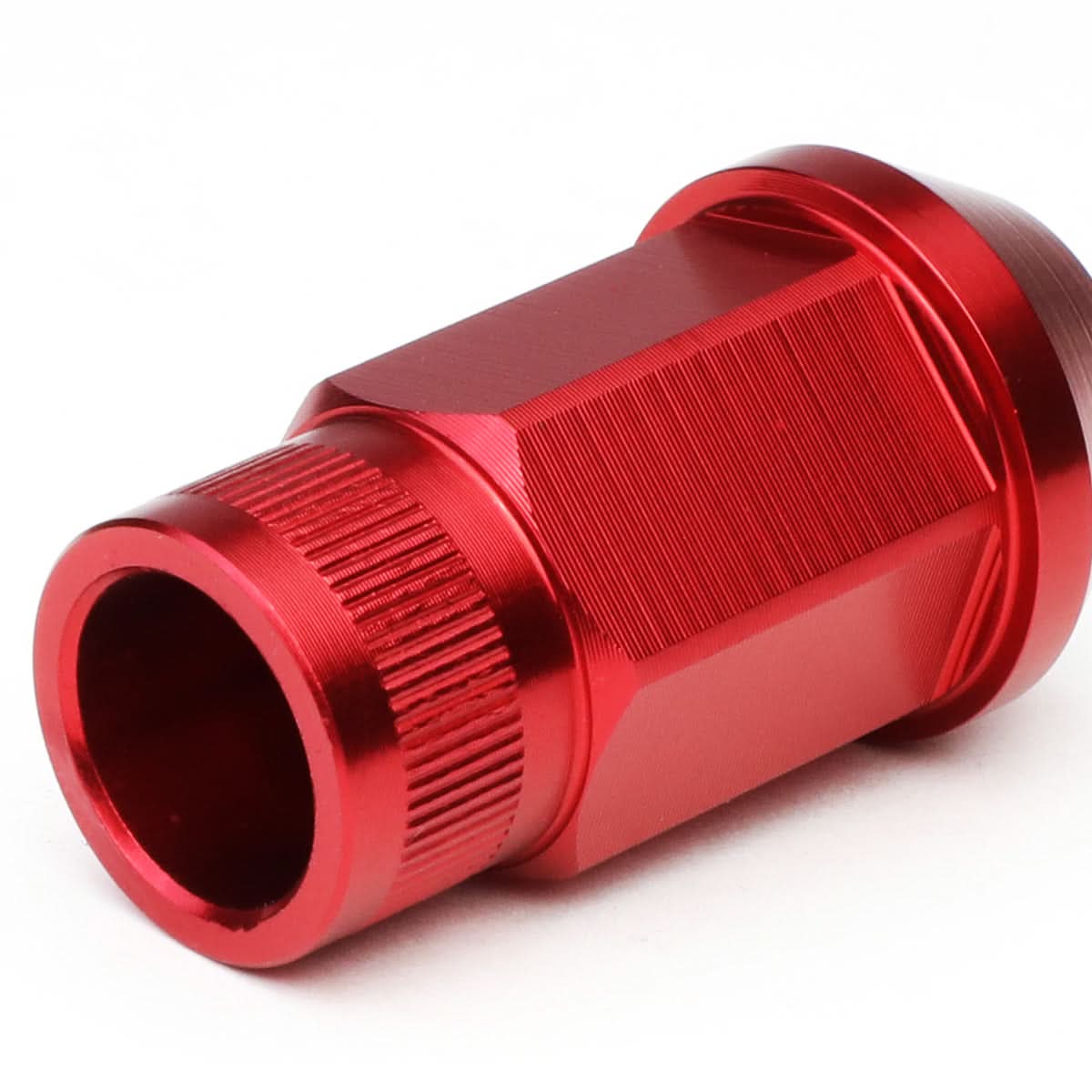 M12x1.5 Aluminum Lug Nuts - Extended Acorn Knurled 44mm - 20pc Red