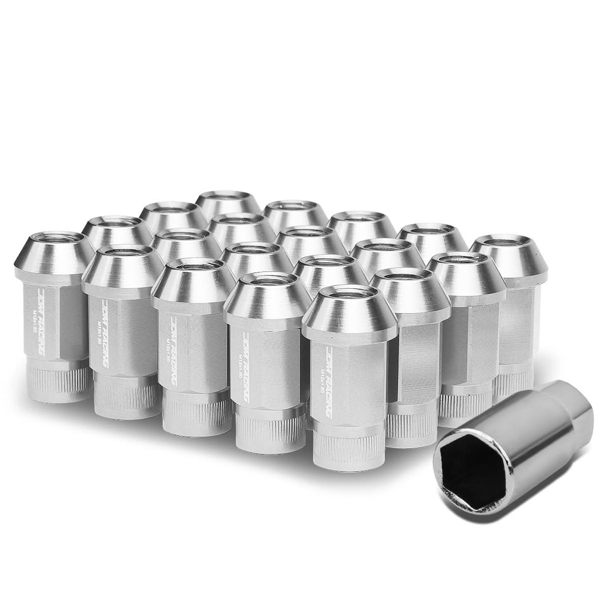 Aluminum Lug Nuts M12x1.5 44mm Acorn Knurled Extended Open End 20pc