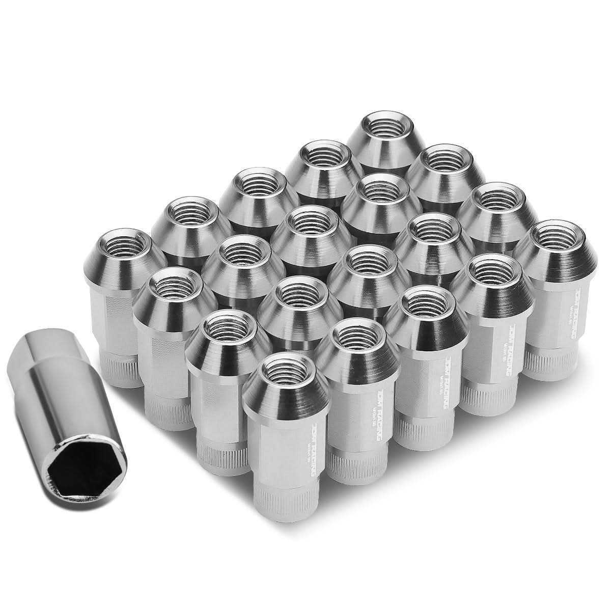 Aluminum Lug Nuts M12x1.5 44mm Acorn Knurled Extended Open End 20pc